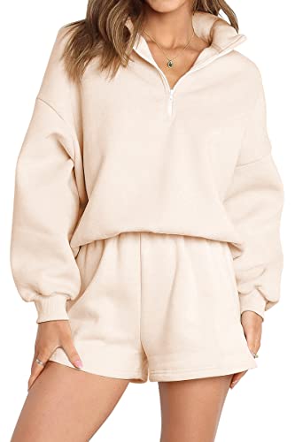 AUTOMET Women's Oversized 2 Piece Lounge Sets Fall Fashion Outfits 2023 Two Piece Gym Jogger Pajamas shorts Sweatsuit Matching Set