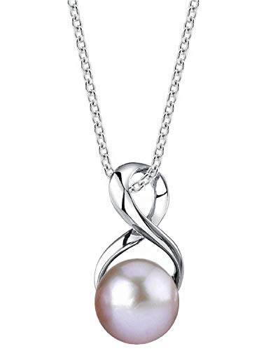 Freshwater Pearl Pendant Necklace for Women - Pink Cultured Pearl Necklace with Infinity Design | Single Pearl Necklace for Women with 925 Sterling Silver Chain, 9.0-10.0mm- THE PEARL SOURCE