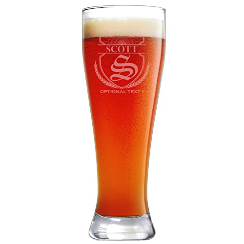 Personalized Etched 23oz Pilsner Beer Glass - Custom Engraved Christmas Gifts for Men, Dad Drinking Birthday Glasses, Gifts for Him, Scott Monogram