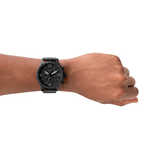 Fossil Men's Nate Quartz Stainless Steel Chronograph Watch, Color: Black (Model: JR1401)