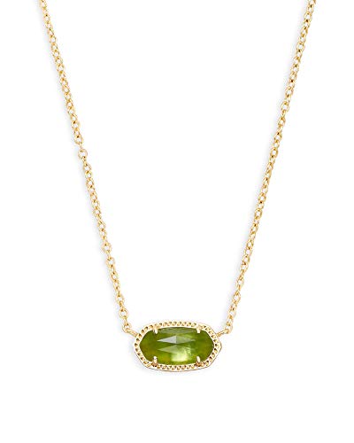 Kendra Scott Elisa Short Pendant Necklace for Women, Dainty Fashion Jewelry, 14K Gold-Plated Brass, Peridot Illusion