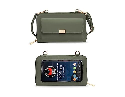 Captiva Touchscreen Purse by Save the Girls with 10 Credit Card Slots and 2 Pockets - Crossbody Smartphone Purse, Soft Fern Green