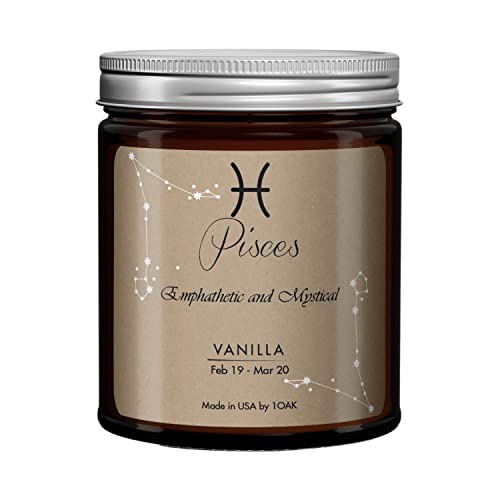 1OAK Pisces Candle - Zodiac Candle - Pisces Gifts for Women - Zodiac Gifts - Astrology Gifts for Women - March Birthday Gifts for Women - Pisces Birthday Gifts