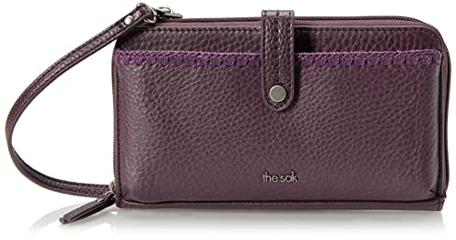 The Sak Iris Large Smartphone Crossbody Bag in Leather, Convertible Wristlet Purse Design, Aubergine