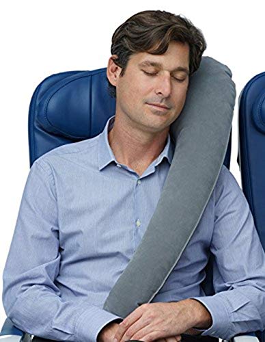 TRAVELREST Ultimate Travel Pillow & Neck Pillow - Straps to Airplane Seat & Car - Best Accessory for Plane, Auto, Bus, Train, Office Napping, Camping, Wheelchairs (Rolls Up Small)