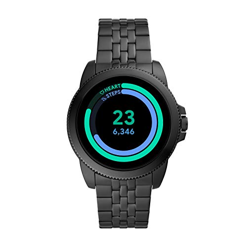 Fossil 44mm Gen 5E Stainless Steel Touchscreen Smart Watch with Heart Rate, Color: Black (Model: FTW4056)