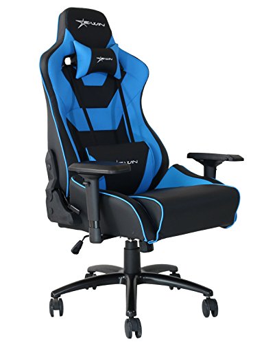 Ewin Gaming Office Chair 400lb 4D Armrests PU Leather Memory Foam Ergonomic High-Back Racing Executive Computer Chair Flash Normal Series Blue