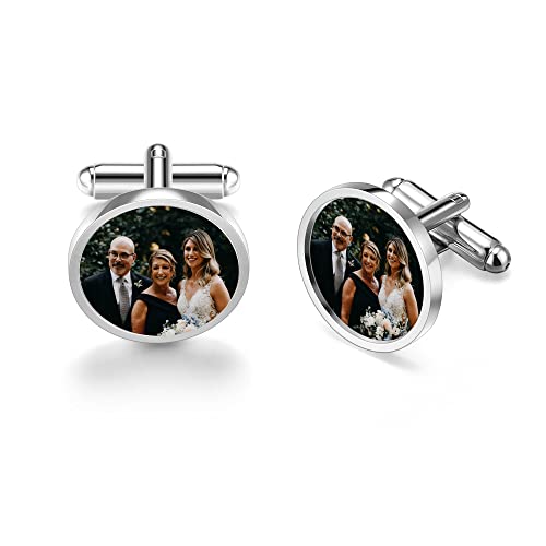 GEHECRST Custom Photo Cufflinks for Men Dad Personalized Tuxedo Shirt Cuff Links Memorial Gift for Groom Father's Day Wedding Birthday Christmas Valentine's Day Gift for Him Boyfriend Husband Father