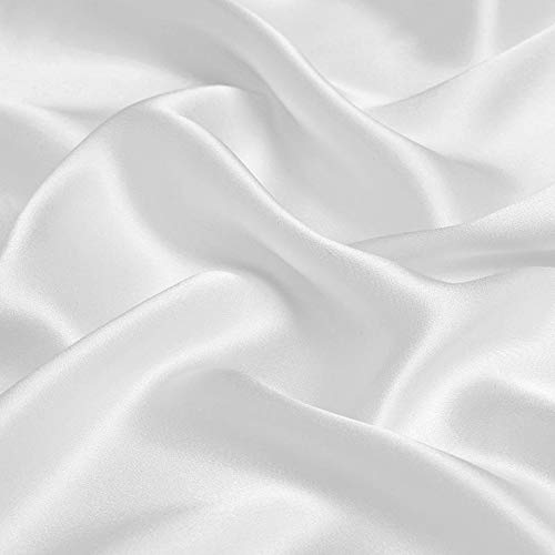 Natural White 100% Pure Silk Fabric Solid Color Charmeuse Fabrics by The Pre-Cut 1 Yard for Sewing Width 44 inch