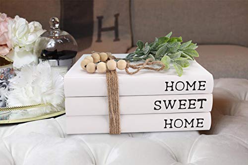 Decorative White Books,Farmhouse Stacked Books,Hardcover Books Decorative ,Home|Sweet|Home(Set of 3) Stacked Books for Decorating Coffee Tables and Shelves