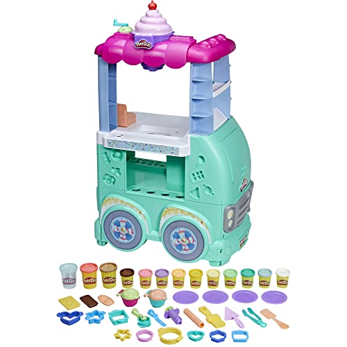 Play-Doh Kitchen Creations Sweet Snacks Food Truck Toy Playset for Kids, 12 Modeling Compound Cans, for 3 Year Old Girls & Boys & Up (Amazon Exclusive)