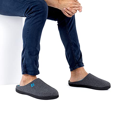 RockDove Men's Original Two-Tone Memory Foam Slipper, Size 11-12 US Men, Dark Gray/Blue