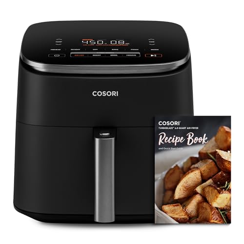 COSORI Air Fryer TurboBlaze 6Qt, 9-in-1 Airfryer, 5 Speeds Dry, Roast, Proof, 15-MINS In-App Recipes, Compact, Quickly Cook, 95% Less Oil for Healthy Meals, Easy Clean, Dark Gray