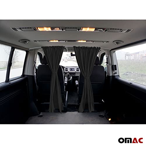 OMAC Van Cab Divider Curtains for Mercedes Accessories, Campervan Sunshade Blinds Kit, 54x39 inches, 2 Pieces Curtains, 1 Piece Rail, Black