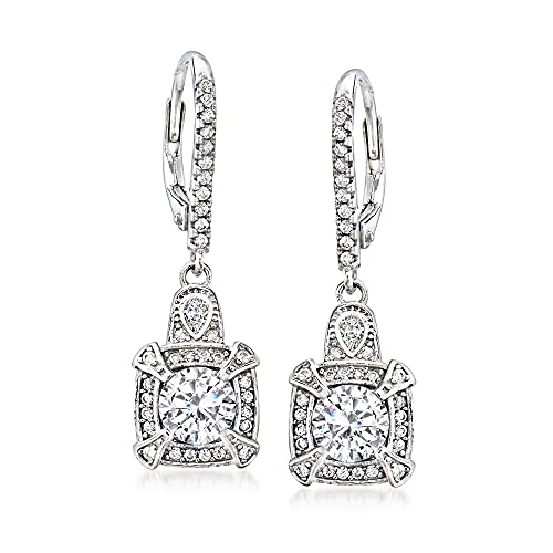 Ross-Simons 2.10 ct. t.w. CZ Vintage-Style Drop Earrings in Sterling Silver