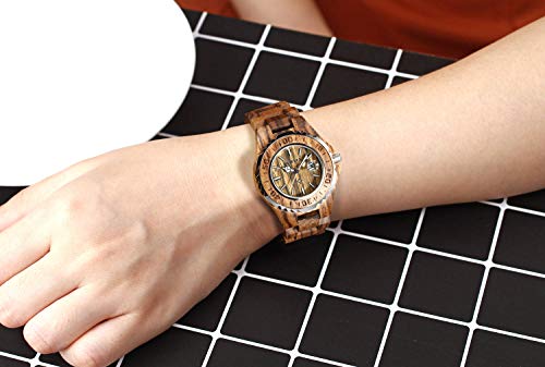 Bewell ZS-100B Couple Wooden Quartz Watch Men and Women 30M Water Resistance Date Display Fashion Watches (FBA)