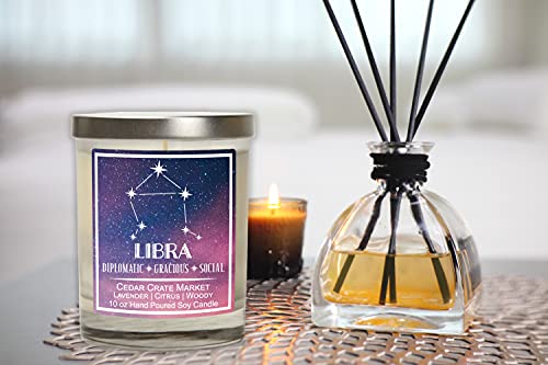 Libra Astrology Candle - Best Friends, Friendship Gifts for Women,  Men, Zodiac Birthday Gift for Libra Friends Female, Astrology Lovers, Horoscope Candle, Libra Constellation