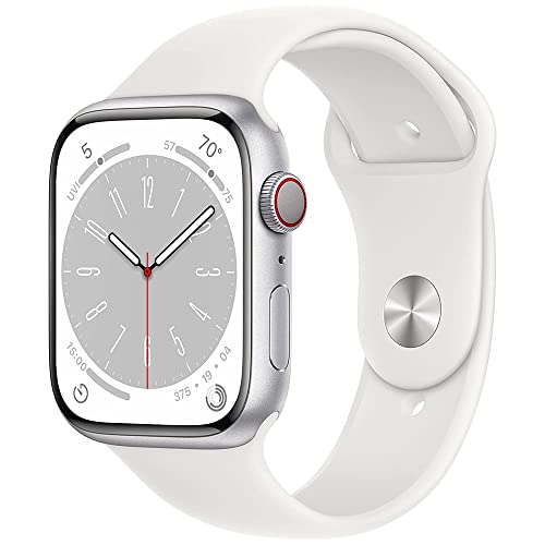 Apple Watch Series 8 (41MM, GPS) - Silver Aluminum Case with White Sport Band, S/M (Renewed Premium)