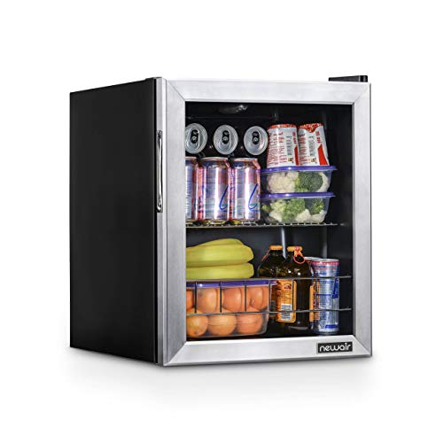 NewAir Mini Fridge Beverage Refrigerator and Cooler, Free Standing Glass Door Refrigerator Holds Up To 60 Cans, Cools to 37 Degrees Perfect Beverage Organizer For Beer, Wine, Soda, and Pop