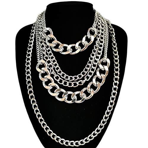 CIBIRICH Chunky Necklaces for women Punk Chain Silver Statement Collar Necklace