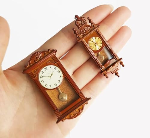 X Hot Popcorn 1:12 Mini Roman Clock Miniature Roman Clock Vintage Mini Wall Clock Miniature Decoration