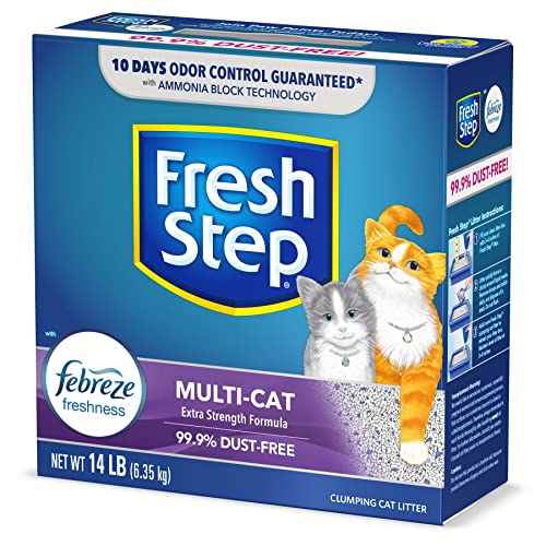 Fresh Step Multi-Cat Extra Strength Scented Litter with the Power of Febreze, Clumping Cat Litter,Gray, 14 Pounds (Package May Vary)