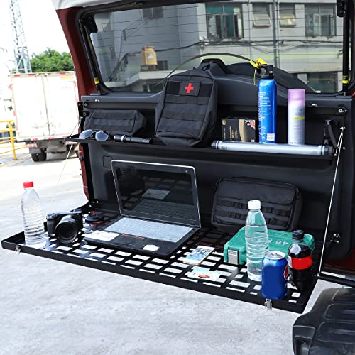 LLKUANG Car Trunk Rear Door Foldable Table Cargo Shelf Storage Tailgate Table for Toyota FJ Cruiser 2007-2021 Alloy Multifunctional Storage Tray Organizer Rack