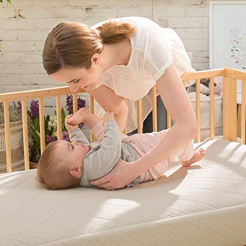 Naturepedic Organic Crib Mattress, 2-Stage Natural Mattress with Breathable Crib Mattress Pad, Waterproof, Non-Toxic, Standard Crib Size