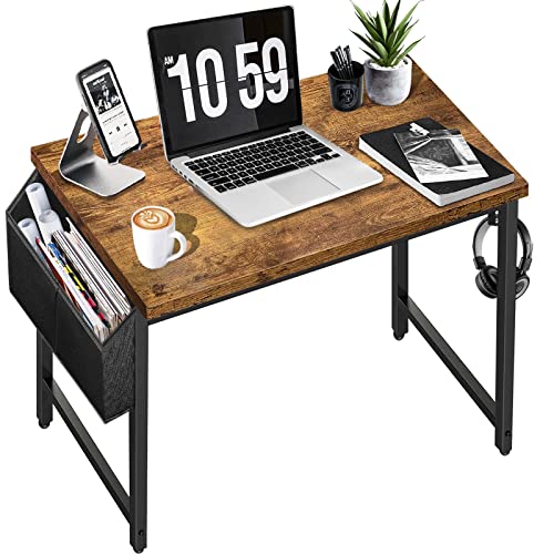 DLisiting Small Desk for Small Spaces - Student Kids Study Writing Computer Table for Bedroom School Work PC Workstation,Rustic 30 31 Inch