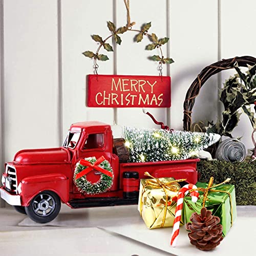 Cullaby Vintage Red Truck Decor 6.7 Inches Handcrafted Metal Car Model for Christmas Decoration (RBUS-DMX0004YS-S-ZH01-FBM)