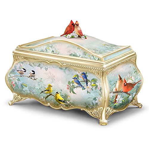 The Bradford Exchange Joe Hautman Songbird Artwork Porcelain Music Box with 22K Gold Sentiment