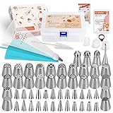 Wenburg Russian Piping Tips Set - 100pcs Professional Cupcake Decorating Kit - 52 Tips: Large Flower Icing Tips, Ball, Filling Nozzle; Pastry Bags, Accessories, Cake Decorating Nozzles, eBook (Magic)