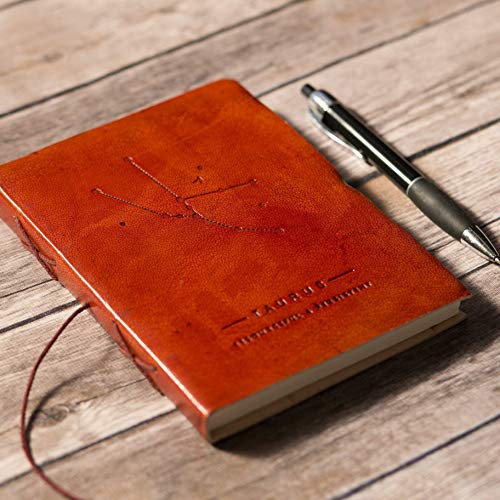 Soothi Zodiac Handmade Antique Leather Journal for Travel or Diary, Unlined, Leo, 7''x5''