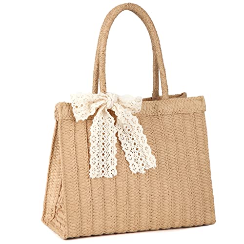 JENLING Straw Purse Beach Tote Bag for Women Summer Woven Handbag