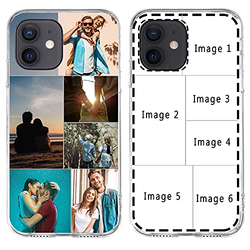 Custom Multiple Pictures Phone Case for iPhone 13 11 12 Pro Max X XR Xs Max, Personalized Phone Cases,Customized Photos Clear TPU Cover for Birthday Xmas Valentines Friends Her and Him Girls Boys