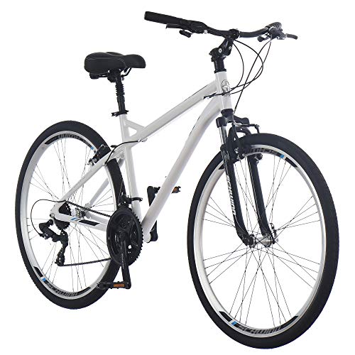 Schwinn Network 3.0 Mens Hybrid Bike, 700c Wheels, 21-Speed, 18-Inch Frame, Alloy Linear Pull Brakes, White