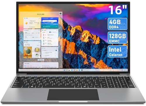 jumper Laptop, Celeron N4100 CPU, 4GB RAM 128GB EMMC, Expandable 1TB M.2 SSD, 16" FHD IPS 1200P Display, Office 1-Year Subscription, 4 Stereo Speaker.