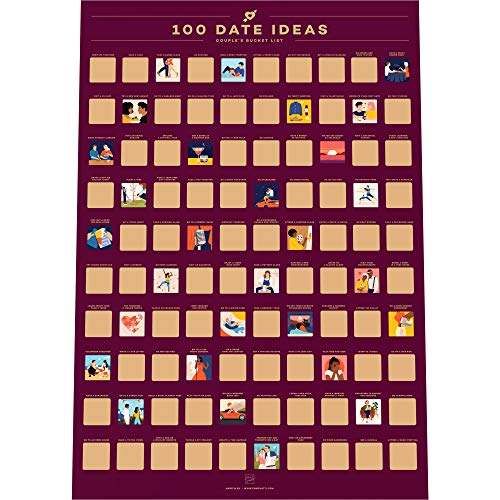 100 Dates Scratch Off Poster - Couple’s Bucket List - Valentine's Day Idea (16.5" x 23.4")