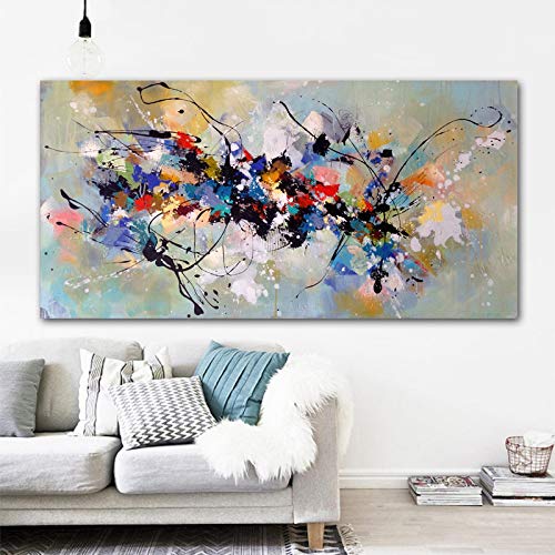 Modern Abstract Painting on Canvas Colorful Posters and Print Scandinavian Wall Art Picture for Living Room Home Decoration 75x150cm(30x60in) InnerFrame