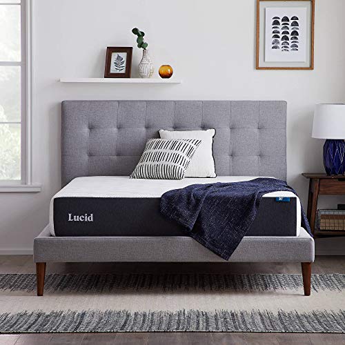 LUCID 10 Inch Gel Memory Foam Mattress - Medium Plush Feel - CertiPUR-US Certified - Hypoallergenic Bamboo Charcoal, Twin XL