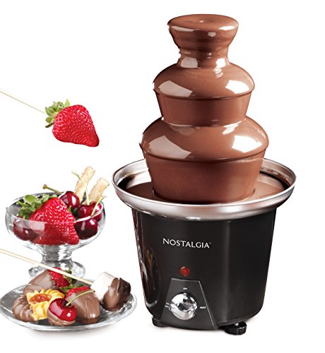 Nostalgia 24-Ounce Chocolate Fondue Fountain, 1.5-Pound Capacity, Easy To Assemble 3 Tiers, Perfect For Nacho Cheese, BBQ Sauce, Ranch, Liqueuers, Black