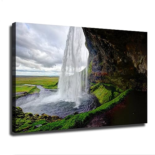 NikkOh Seljalandsfoss Iceland Waterfall Poster Canvas Painting Wall Art Picture Gift Bedroom Home Aesthetic Decoration (Unframed,08×12inch)