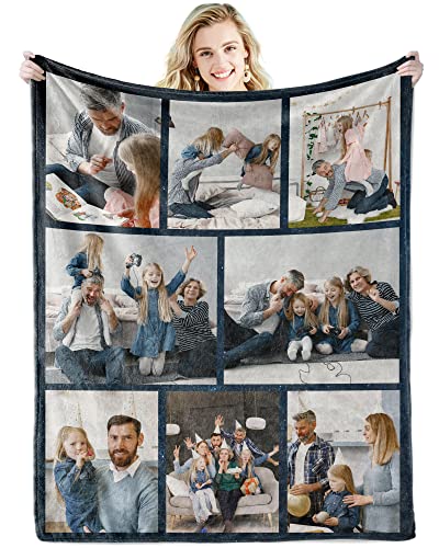 Youltar Custom Blanket with Text Picture Collage Customized Throw Blankets, Birthday Anniversary Wedding Anniversary Personalized Gift for Dad, Mom, Kids, Dogs, Friends or Couples Photo8 30"×40"