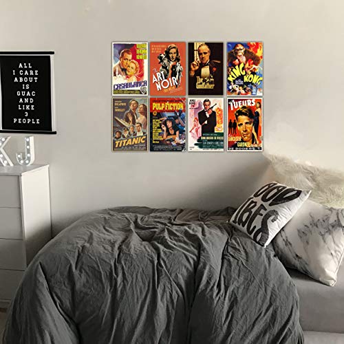 HK Studio Vintage Movie Posters - Bigger Size than Wall Collage Kit, Easy Peel and Stick, Indie Posters for Room Aesthetic - 7.8" x 11.8" Pack 12