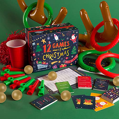 12 Games of Christmas - 12 Hilarious Holiday Games [Family Party Games Pack for Kids, Teens & Adults] - by Beat That! Game