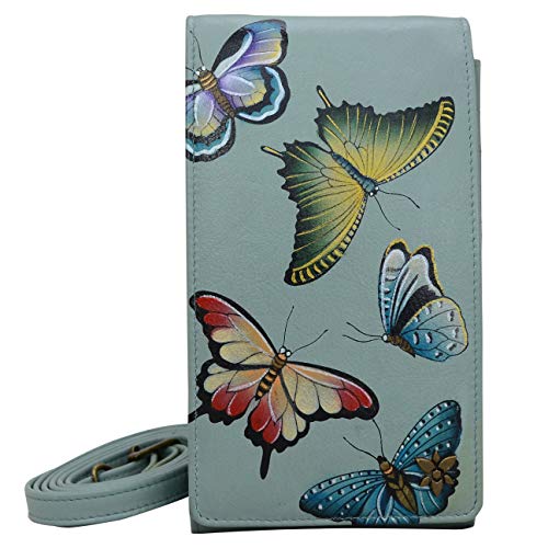 Anuschka Women’s Genuine Leather RFID Smartphone Crossbody - Butterfly Heaven