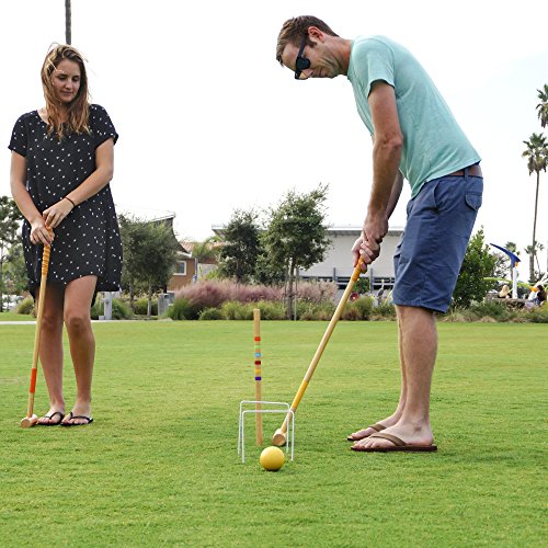 GoSports Premium Croquet Set - Full Size for Adults & Kids, Multicolor (CROQUET-01)