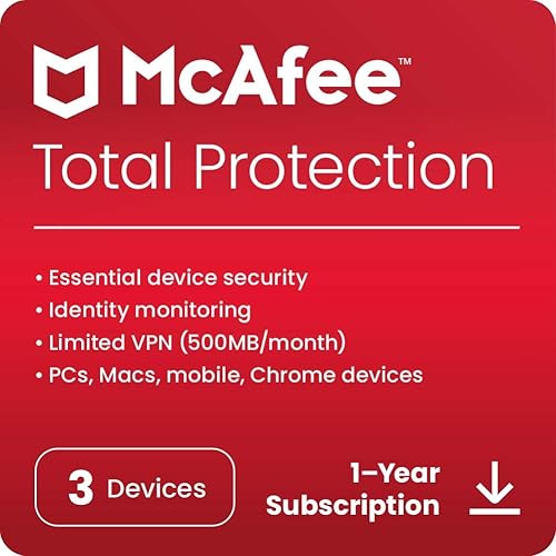 McAfee Total Protection 2023 | 3 Device | Cybersecurity Software Includes Antivirus, Secure VPN, Password Manager, Dark Web Monitoring | Amazon Exclusive | Download