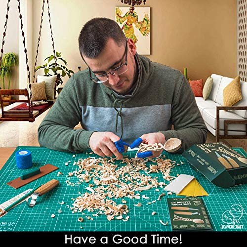 BeaverCraft, Wood Whittling Kit for Beginners DIY04 - Spoon Carving Kit - Wood Carving Whittling Hobby Kit for Adults and Teens - Wood Carving Hook Knife - Woodworking Tools - Spoon Carving Tools