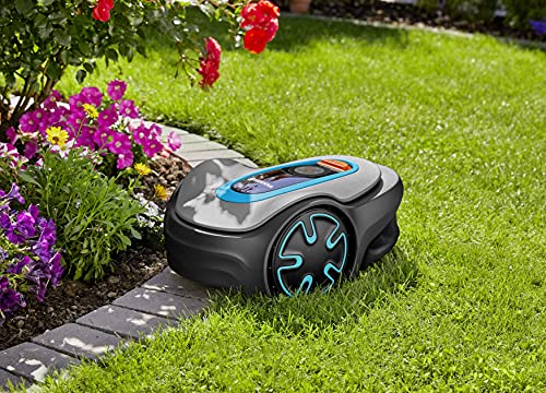 GARDENA SILENO Minimo - Fully automatic robotic lawnmower with Bluetooth App, quietest in the market, boundary wire included, for lawns up to 2700 sq. ft, Gray